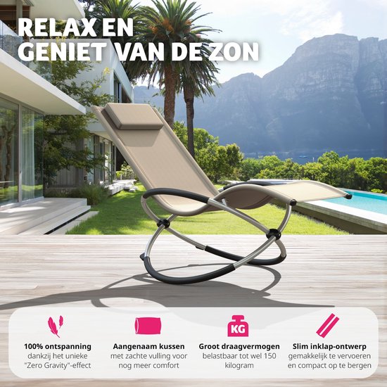 tectake - Sonnenliege - ergonomisch, faltbar - Kapazität 150 kg - beige -