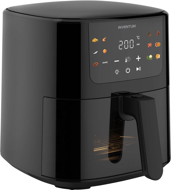 Inventum GF502HLDB Heißluftfritteuse – 5 l – Sichtfenster – 11 Programme – 70–200 °C – Für bis zu 5 Personen – Schwarz – WK
