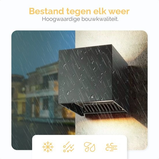 Goliving - Wandleuchte für drinnen und draußen - Wasserdicht - LED - Energieeffizient und rostfrei - 10x10x10 cm - schwarz