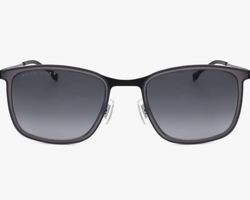 Hugo Boss BOSS 1243/S Sonnenbrille – Mattgrau/Schwarz – 55/21/150 – Rechteckig, Edelstahl
