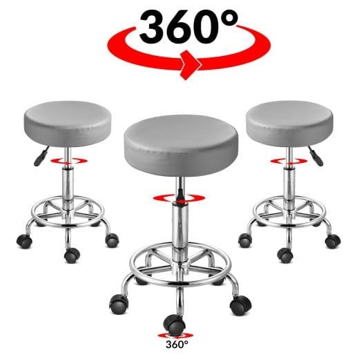 Rollbarer Stuhl Kunstleder Grau 360Â° drehbare Fußstütze