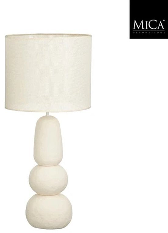 Mica Decorations Menko Tischlampe für das Wohnzimmer – Dekorative Lampe mit Lampenschirm – Schreibtischlampe, Tischlampen für das Wohnzimmer – 84 x ⌀38 cm – 60 W, E27, IP20 – Creme