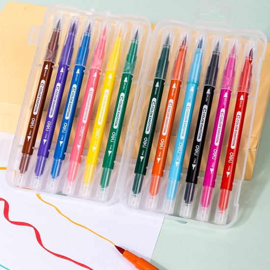 Deli-Doppel-Filzstifte – 12 Farben