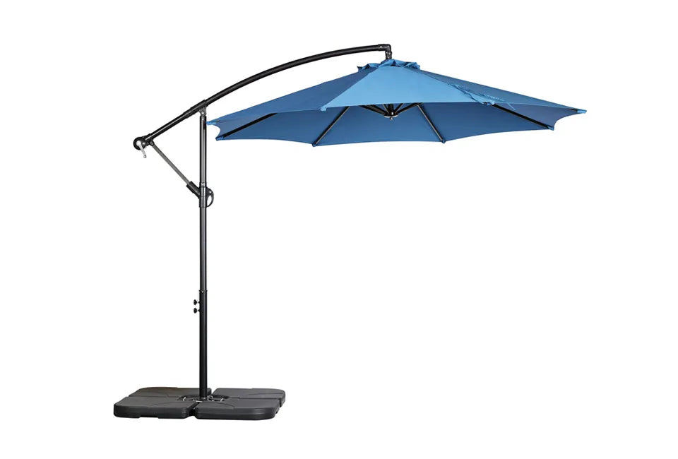 Hortensus Stylish Hanging Parasol 270 cm in Blau - Luxuriöser schwebender Sonnenschirm für Tisch oder Lounge Set