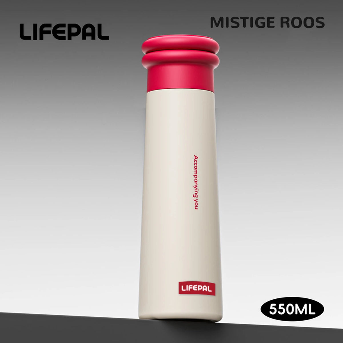 LIFEPAL BF25B572 Trinkflasche mit magnetischer Handyhalterung – 550 ml – rosarot
