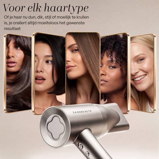 Sansbeauté® Haartrockner mit Diffusor – Locken – 110.000 U/min - Ionen-Haartrockner mit Bürste – 3 Stufen – 3 Aufsätze – Reisehaartrockner – Sèche Cheveux – Locken-Haartrockner-Set – Haartrockner mit Diffusor – Hair Blow Dryer – Friseur-Haartrockner – 200