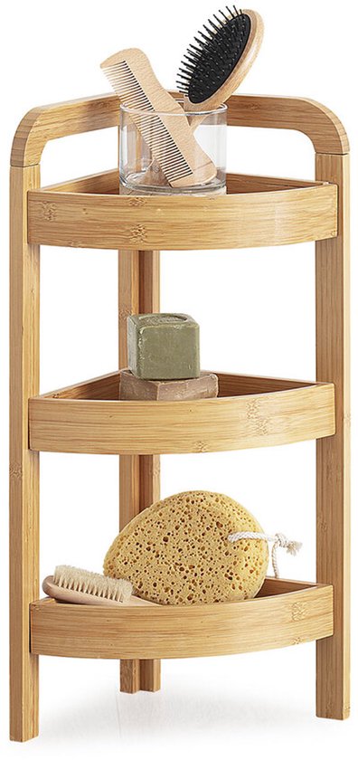 5Five Duschregal/Badezimmerregal, Eckmodell – Bambus – 3 Ebenen – 23 x 61 cm