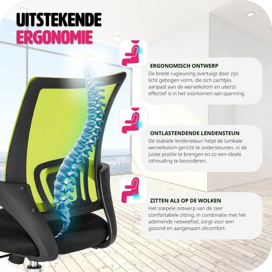 tectake - bureaustoel burostoel kantoor - design - zwart/groen - 401790