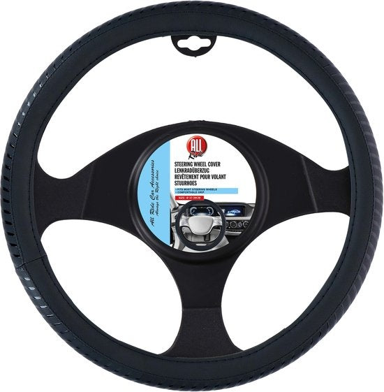 All Ride Lenkerabdeckung Auto 38CM - Geeignet für Lenkräder 37-39CM - Komfortabler Griff - Anti-Rutsch - Autodekoration - Kunstleder - Schwarz