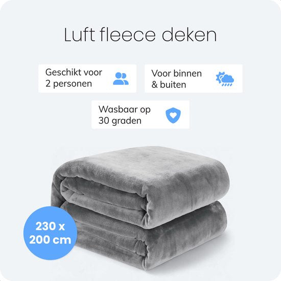 Luft Fleece Decke - 230x200cm - Extra groß und super weich - Kariert - Sofadecke - Fleece Kariert - Warme Decke für Sofa