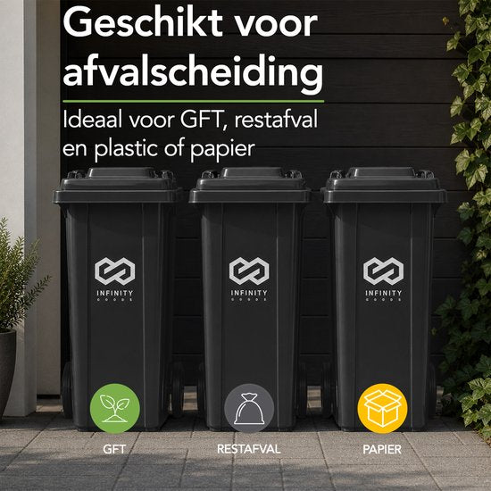 Infinity Goods Kliko 240 l – Abfallbehälter – Rollcontainer – Mini-Behälter aus Kunststoff – mit Rädern – grau