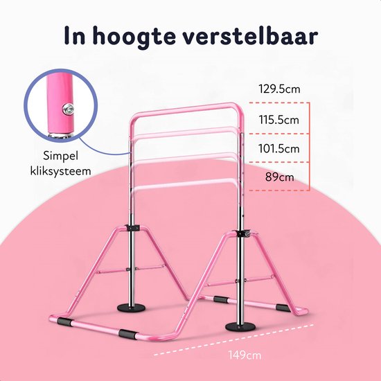 Zusammenklappbares Turngerüst - Klettergerüst - Verstellbar in 4 Höhen - Streckgerüst - Duikelrek - Kinder - Kleinkind - Klettergerüst für draußen und drinnen