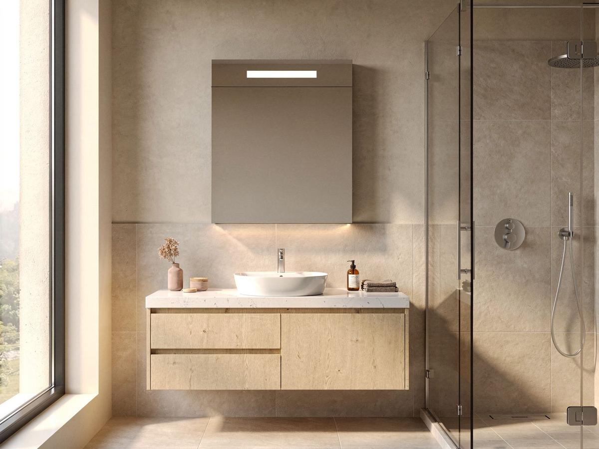 Brauer Spiegelschrank 2.0 – Hochglanzgrau – 60 cm – links öffnend