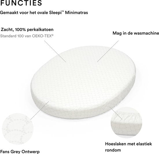 Stokke® Sleepi™ Mini-Spannbetttuch V3 – Fans Grey
