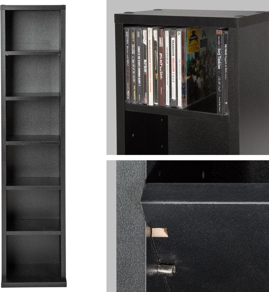 tectake - CD-Regal DVD-Regal - CD-Regal - stehend - schwarz - 90x21x16 cm - 401701