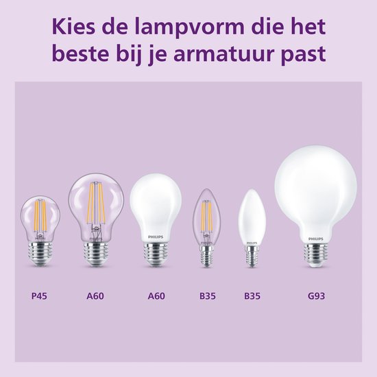Philips LED-Lampe, transparent – 40 W – E14-Fassung – Warmweißes Licht; 2700 K – 6er-Pack