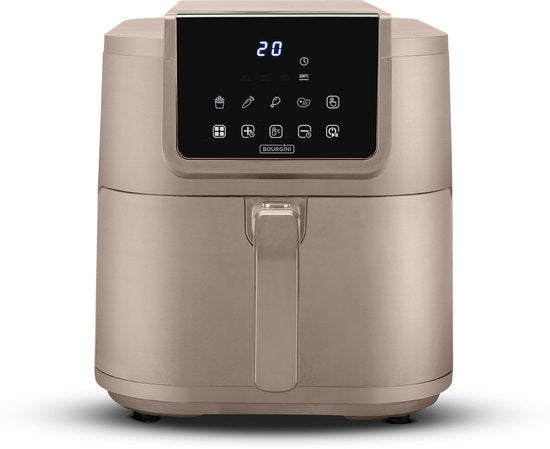 Bourgini Slimfit Airfryer XXL Beige - Heißluftfritteuse - 8 Liter - 1700W - PFAS frei