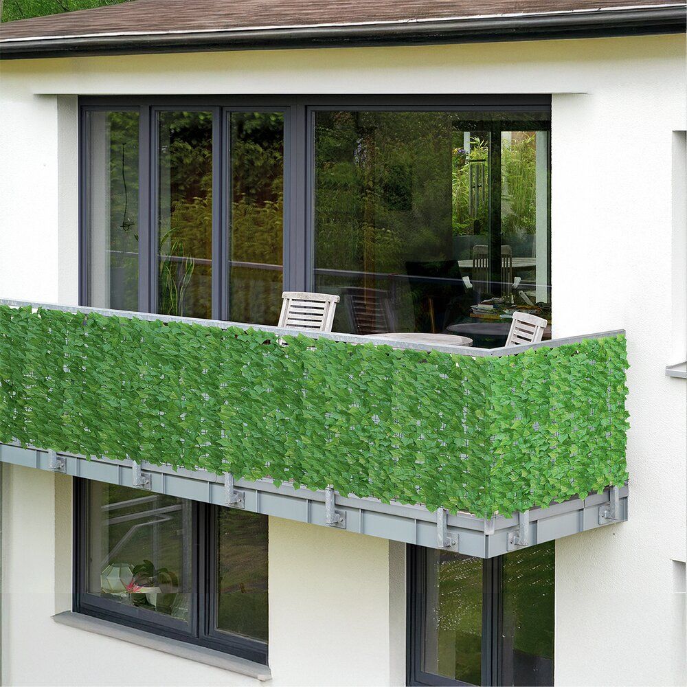 WENKO Ivy Efeu Sichtschutz Grün – 3 x 1 m – Kunststoff