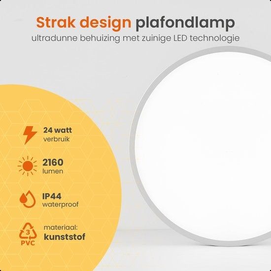 Goliving Deckenleuchte - Deckenleuchte - Led - Extra dünn - Warmweißes Licht - Schlafzimmer - Badezimmer - Wohnzimmer - Ã˜ 23cm - Weiß