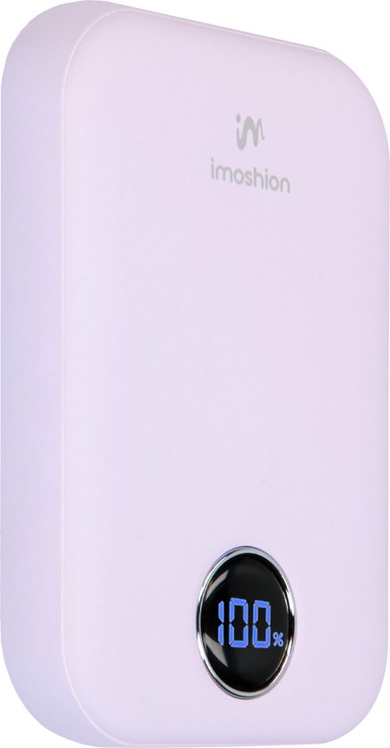imoshion Powerbank 10000 mAh - Geeignet für MagSafe - Schnellladegerät 22,5W - LED-Anzeige - USB C & USB A - Kabellose Powerbank Geeignet für iPhone 12/13/14/15/16 - Flieder