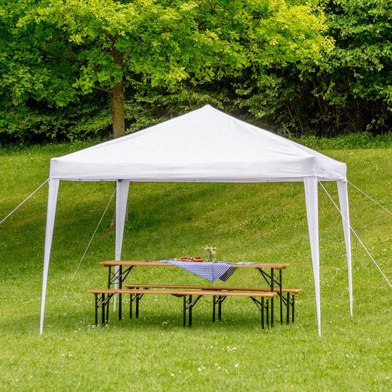 tectake - Gartenpavillon Linosa faltbar - Wasserabweisend - Inkl. Tragetasche, Abspannseile und Heringe - 3x3m - weiß