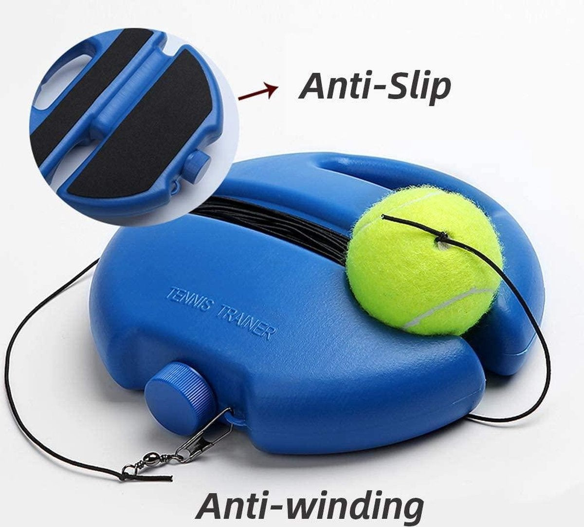 FitPure Tennistrainer + KOSTENLOSER Tennisball mit Gummiband - Tennistrainer für drinnen und draußen - extra stabil - einfach zu benutzen