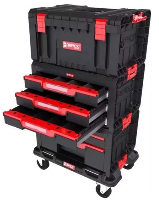 Qbrick System Pro Schubladenset auf Rädern - 2 Schubladenfächer, 61 x 44 x 33 cm, Schwarz