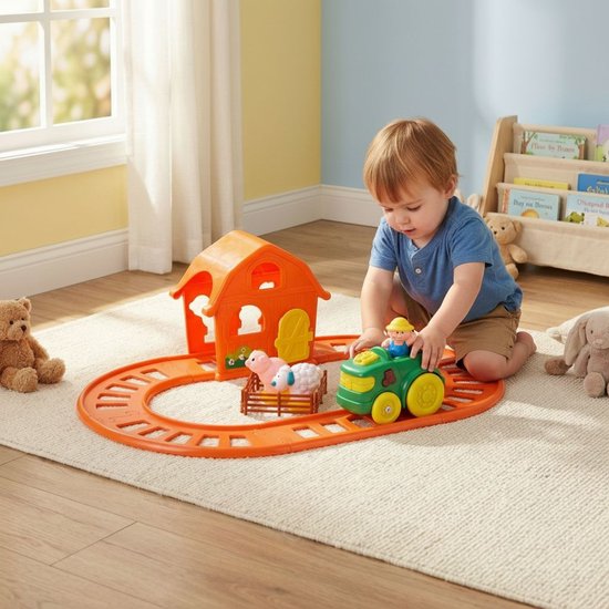 Eddy Toys Bauernhof-Spielzeug – Spielzeugeisenbahn mit Sound und Licht – Spielzeugeisenbahn mit Bauernhoftieren – inkl. AA-Batterien