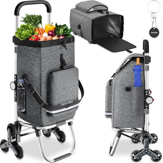 tectake® 3-in-1-Einkaufswagen mit Kühlfach – 4 treppenfähige Räder – zusammenklappbar – 56 l Fassungsvermögen – Einkaufswagen – Einkaufswagen - Auch als Sackkarre und Einkaufstasche verwendbar – Mit Schlüsselanhänger und Einkaufswagenmünze