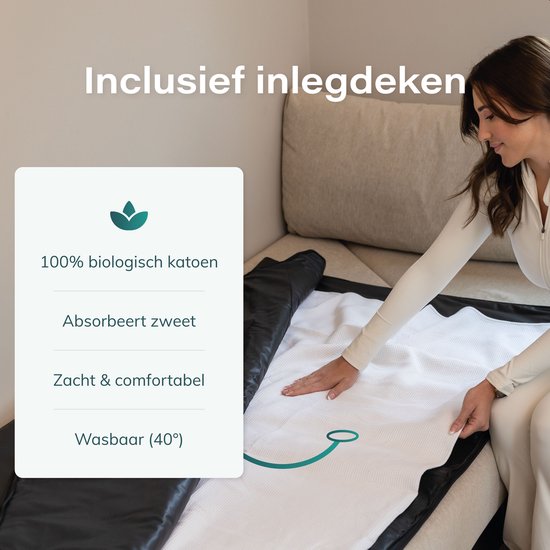 ComfortFlow Infrarot-Decke - 35 bis 85º - Inkl. Entgiftungsdecke - Infrarot - Rotlichttherapie - Sauna - Rotlichttherapie - Lampe - Wärme - Elektrisch - Decke - Für Muskeln, Fibromyalgie und Gelenke - Leder schwarz