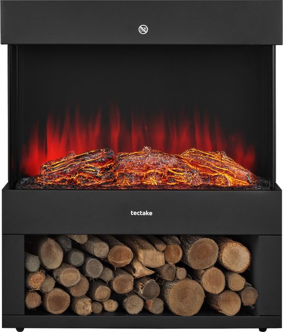 tectake® Elektrokamin - Atmosphärischer Kamin - 900W & 1800W - Freistehend - Kaminofen - mit Heizung - Kamine - mit Holz- und Glüheffekten - 3D Flammen - Timer