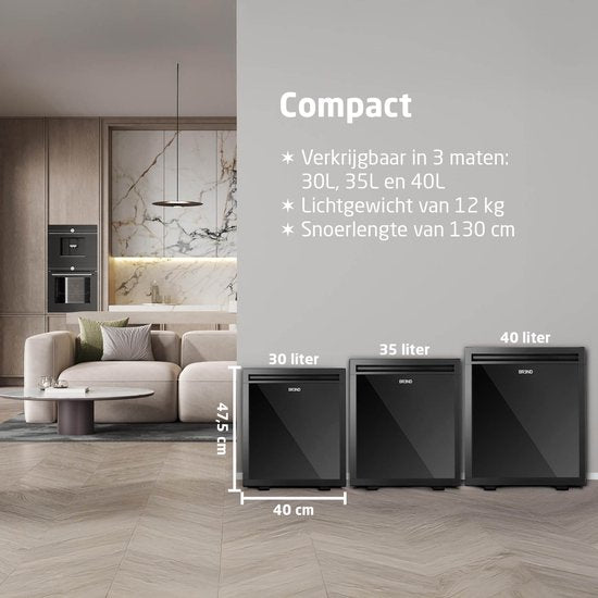 BREND BR-2225 Mini-Kühlschrank Freistehend 30 Liter - Tischkühlschrank mit einstellbarer Temperatur - Minibar mit einstellbarer Türrichtung - Schwarz