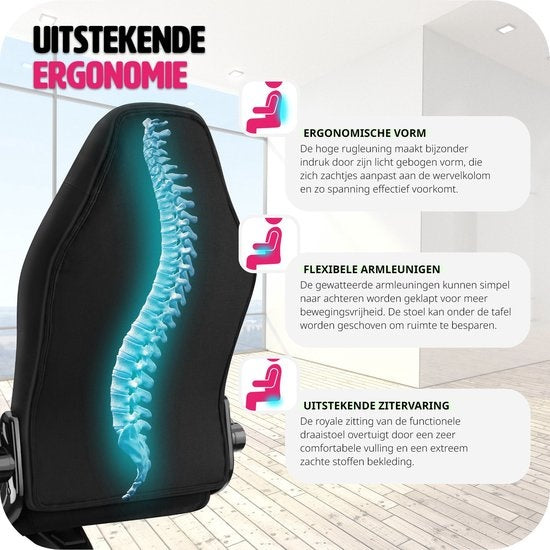 tectake - Bürostuhl Gaming Stuhl - Luxus Schreibtischstuhl Bürostuhl - Racing Stuhl Schreibtischstuhl Gaming Stuhl Springsteen - schwarz