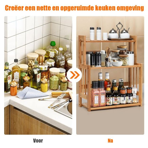 Coast Countertop Organizer - Gewürzregal/Aufbewahrungsregal - 41,5 x 18 x 50 cm - Braun