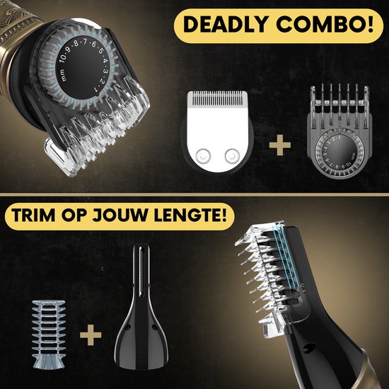 8-in-1 Bartschneider Herren + Reisetasche - Trimmer für Bart und Körper - Inkl. 8 Aufsätze - Body Groomer Herren - Body Trimmer Herren - Haartrimmer - Clippers - 0.5-15MM - Nase und Ohren - Trimmer - Bartmaschine - Multigroomer