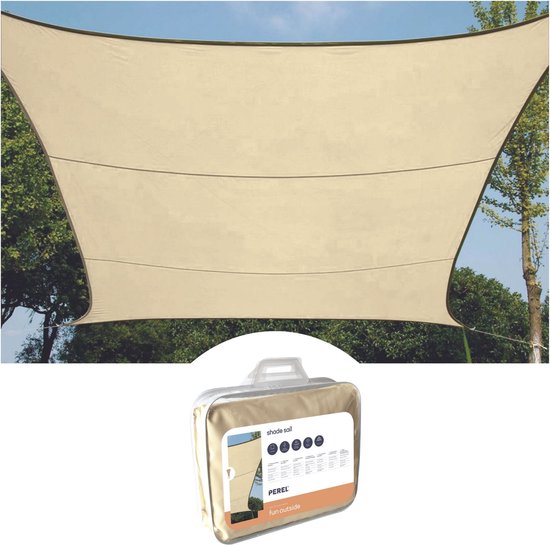 Perel Schattentuch, wasserdurchlässig, luftdurchlässig, 3,6 x 3,6 m, 180 g/mÂ², HDPE, quadratisch, champagner