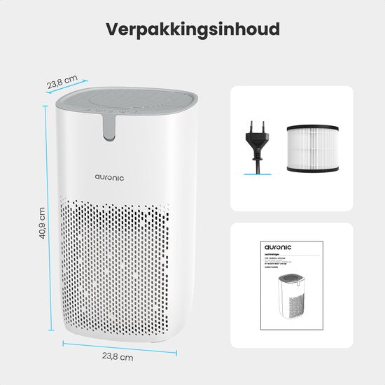 Auronic Luftreiniger Fresh Pro - Mit HEPA 13 Filter - 300 m³/h - 65 m² - Kohlefilter - 3 Stufen - Luftreiniger - Weiß