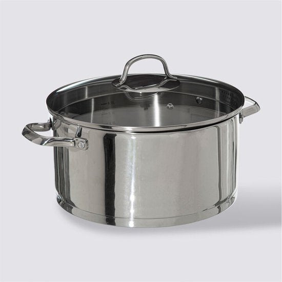 Pfanne mit Deckel aus Edelstahl, 24 cm, silber, silber