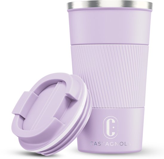 Castagnola Thermosbecher – Kaffeebecher zum Mitnehmen – Reisebecher für Kaffee und Tee – Teebecher – 510 ml – Edelstahl – Hellviolett