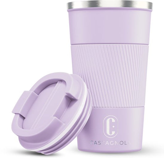 Castagnola Thermosbecher – Kaffeebecher zum Mitnehmen – Reisebecher für Kaffee und Tee – Teebecher – 510 ml – Edelstahl – Hellviolett
