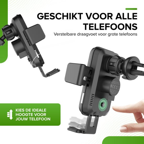 iSetchi Telefoonhouder - Qi Draadloze Oplader - 15 Watt Snellader - Ventilatierooster