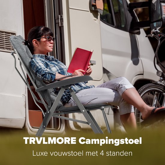 TRVLMORE - Campingstuhl - Inklusive Tragetasche - 150 kg Tragfähigkeit - Grau