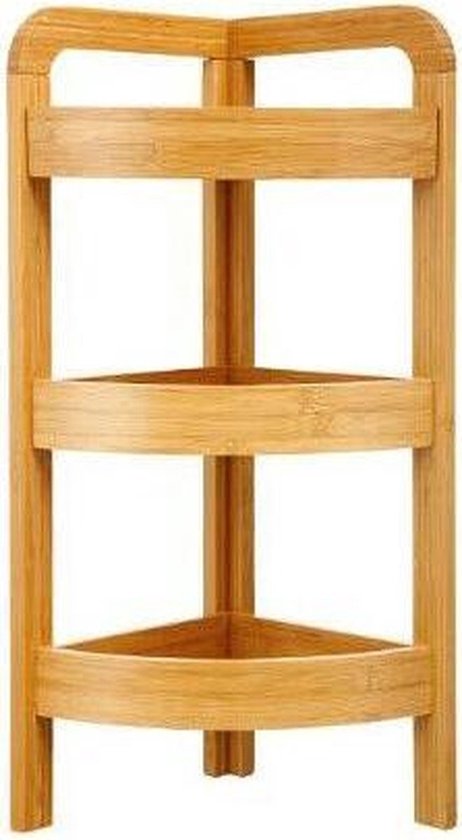 5Five Duschregal/Badezimmerregal, Eckmodell – Bambus – 3 Ebenen – 23 x 61 cm