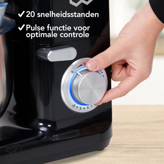 Infinity Goods Küchenmaschine - Küchenmixer - 5L Edelstahl-Rührschüssel - Küchenroboter - Küchenmaschine - Inkl. Zubehör - 1000W - Schwarz