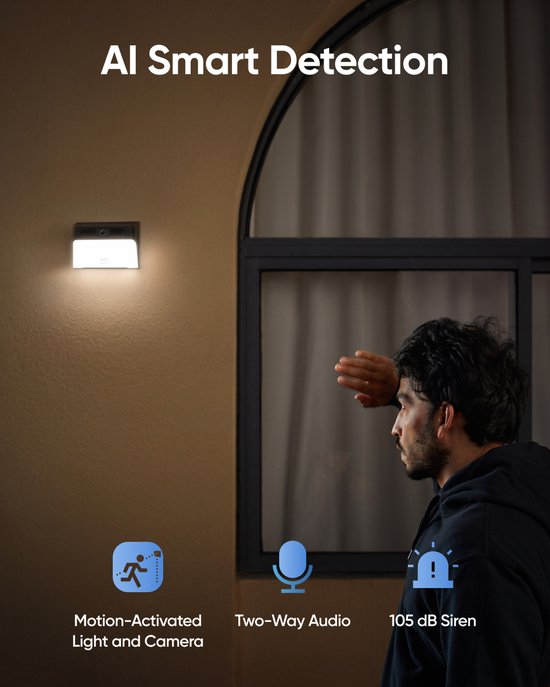 eufy security Solar-Wandleuchtenkamera S120 – Wandleuchte – Drahtlose Überwachungskamera mit integrierter Solar-LED-Wandleuchte – Farb-Nachtsicht – KI-Bewegungserkennung – Zwei-Wege-Audio – IP65 wetterfest – Keine Abonnementkosten