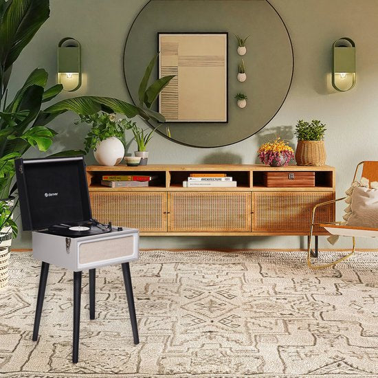 Denver - VPR250 - Plattenspieler - Bluetooth - mit Lautsprecher - FM Radio - Grau/Schwarz