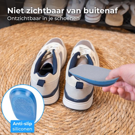 Nuvance Einlegesohlen – 1,5 cm Absatzerhöhung – Fersenschoner – 2 Stück – Größe 36–40 – Herren & Damen – Ferseneinlagen – Blau