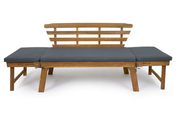 Lifa Garden Gartenbank mit Liegefunktion - Inklusive Kissen - 2-Personen - Max. 220 kg - 130 x 68 x 78 cm - Anthrazit