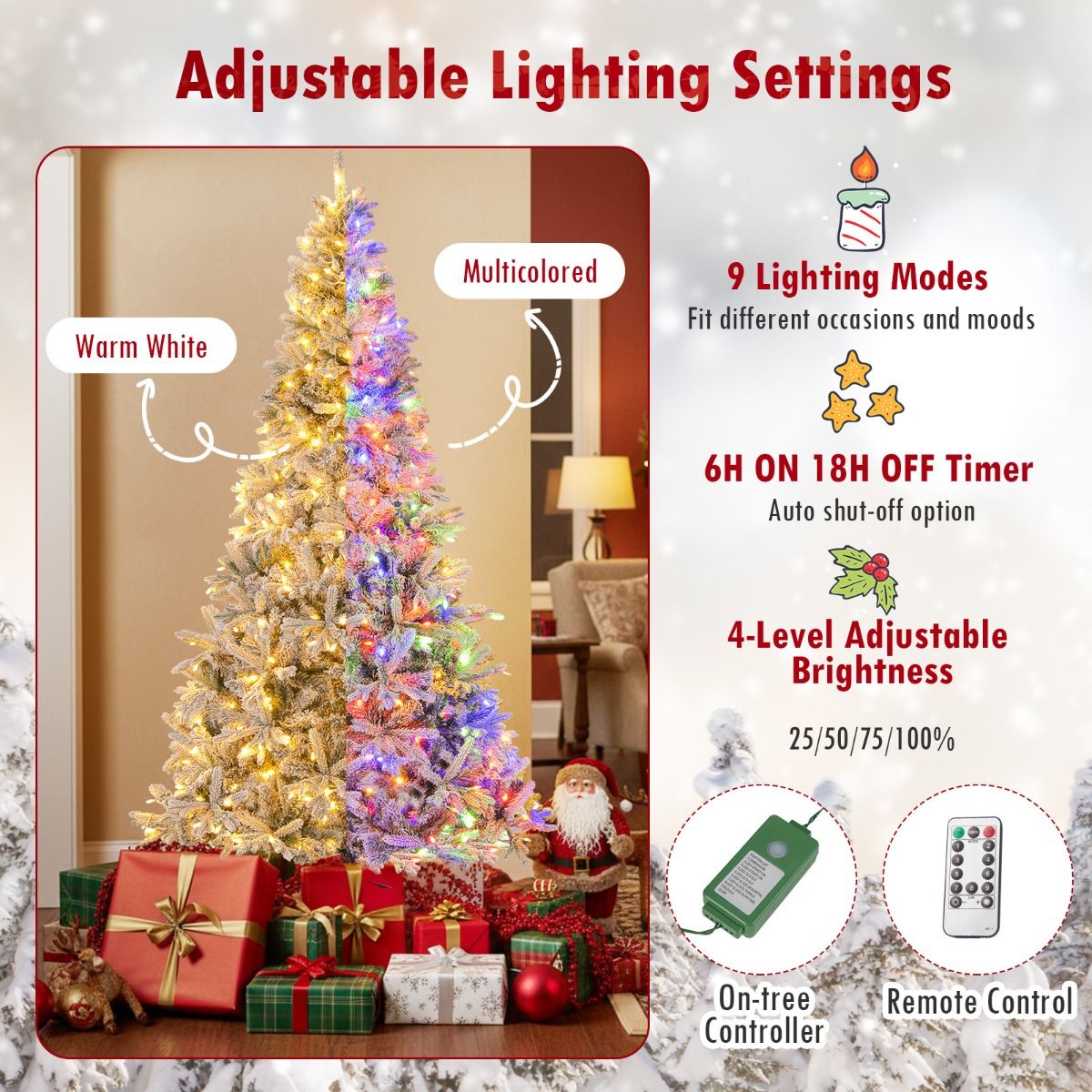 Coast halber künstlicher Weihnachtsbaum vorbeleuchtet 210 cm - Schnee-Effekt - Weiß/Grün - 126 x 63 x 210 cmCoast halber künstlicher Weihnachtsbaum vorbeleuchtet 210 cm - Schnee-Effekt - Weiß/Grün - 126 x 63 x 210 cm