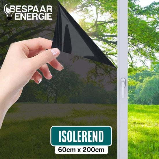 Homewell Sonnenschutz HR Fensterfolie 60x200cm - UV-Schutz - Isolierend & Selbstklebend- Schwarz Tönung 39%.